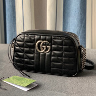 Gucci GG Marmont Geometric Leather Small Shoulder Bag 447632 Black 2021