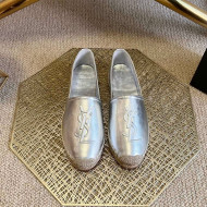 Saint Laurent Metallic Leather YSL Espadrilles Silver 2022 