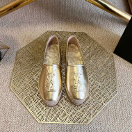 Saint Laurent Metallic Leather YSL Espadrilles Gold 2022 