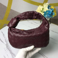 Bottega Veneta Mini BV Jodie Woven Lambskin Hobo Bag Burgundy 2020