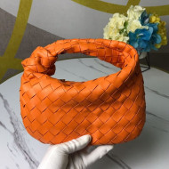 Bottega Veneta Mini BV Jodie Woven Lambskin Hobo Bag Orange 2020