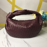 Bottega Veneta Medium BV Jodie Woven Lambskin Hobo Bag Burgundy 2020