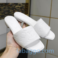 Louis Vuitton Monogram Embossed Calfskin Flat Slide Sandals White 2020