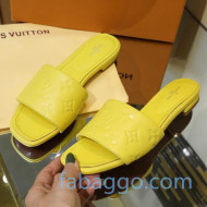 Louis Vuitton Monogram Embossed Calfskin Flat Slide Sandals Yellow 2020