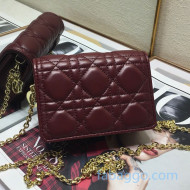 Dior Lady Dior Nano Pouch Clutch with Chain in Burgundy Cannage Calfskin 2020