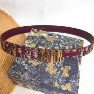 Dior Oblique Canvas Belt 2cm/3cm with DIOR Buckle Burgundy 2021