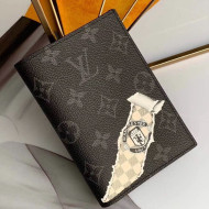 Louis Vuitton Monogram Eclipse Canvas Tearing Print Passport Cover M64411 2019