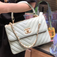 Chanel Chevron Small Trendy CC Flap Bag With Top Handle A92236 Jade 2018(Gold-tone Hardware)