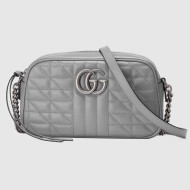 Gucci GG Marmont Geometric Leather Small Shoulder Bag 447632 Dark Grey 2021