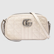 Gucci GG Marmont Geometric Leather Small Shoulder Bag 447632 White 2021