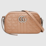 Gucci GG Marmont Geometric Leather Small Shoulder Bag 447632 Rose Beige 2021