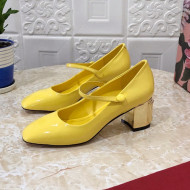 Dolce & Gabbana DG Patent Leather Mary Janes Pumps Yellow/Gold 2021 111501