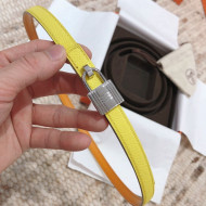 Hermes Leather Belt 13mm with Lock Buckle Yellow 2021