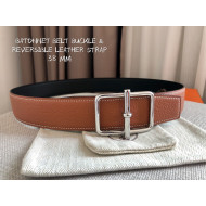 Hermes Batonnet Belt Buckle & Reversible Leather 38mm Brown/Silver 2021