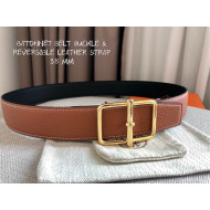 Hermes Batonnet Belt Buckle & Reversible Leather 38mm Brown/Gold 2021