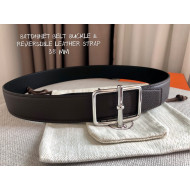 Hermes Batonnet Belt Buckle & Reversible Leather 38mm Coffee Brown/Silver 2021