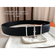 Hermes Batonnet Belt Buckle & Reversible Leather 38mm Black/Silver 2021