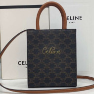 Celine Mini Vertical Cabas Tote Bag in Triomphe Canvas Brown 2021 01