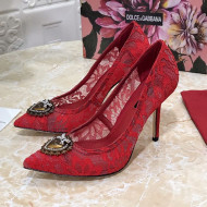 Dolce&Gabbana DG Lace High- Heel Pumps 10.5cm Red 2021