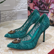 Dolce&Gabbana DG Lace High- Heel Pumps 10.5cm Green 2021