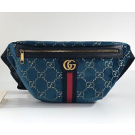 Gucci GG Velvet Belt Bag 574968 Blue 2019