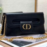 Dior Medium DiorDouble Chain Bag in Black Smooth Calfskin 2021