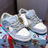 Nike x SB Dunk Calfskin and Suede Low Sneakers White/Blue 2021 (For Women and Men)