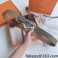 Hermes Reversible Epsom Calfskin Belt 32mm with Twin Buckle Grey 2021