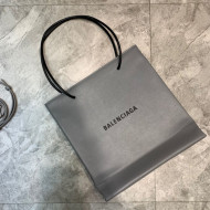 Balenciaga Litchi-Grained Calfskin Small Vertical Shopping Tote Bag 201016 Grey 2020