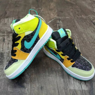 Nike Air Jordan 1 Retro High OG AJ1 Sneakers Green/Yellow 2021(For Kids)