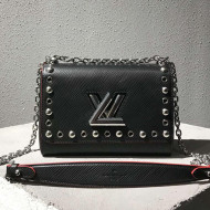 Louis Vuitton Epi Leather Twist MM Bag with Studs M53520 Black 2018