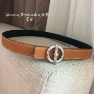 Hermes Glenan Reversible Calfskin Belt 24mm with Ring Buckle Brown/Silver 2021