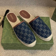 Gucci Jacquard Denim Espadrille Mules Blue 2021 