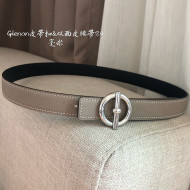 Hermes Glenan Reversible Calfskin Belt 24mm with Ring Buckle Grey/Silver 2021