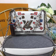 Louis Vuitton Epi Leather Twist MM Bag With Monogram Flower Motif M53532 White 2018