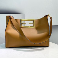 Fendi Way Leather Medium Tote Bag Beige 2021 8506M