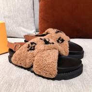 Louis Vuitton Paseo Flat Comfort Shearling Sandals Brown 2021