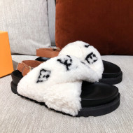 Louis Vuitton Paseo Flat Comfort Shearling Sandals White 2021