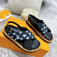 Louis Vuitton Pool Pillow Comfort Down Sandals Navy Blue 2021 111779