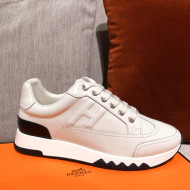 Hermes Trail Calfskin Sneakers White 2021 02 (For Women and Men)