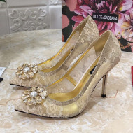 Dolce&Gabbana DG Lace Crystal High- Heel Pumps Beige 2021