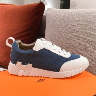 Hermes Bouncing Canvas Sneakers Denim Blue 2021 05 (For Women and Men)