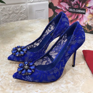 Dolce&Gabbana DG Lace Crystal High- Heel Pumps Blue 2021