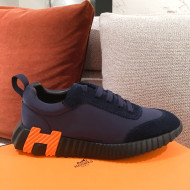 Hermes Bouncing Canvas Sneakers Dark Blue 2021 07 (For Women and Men)