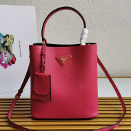 Prada Medium Saffiano Leather Panier Bucket Bag Hot Pink 2021