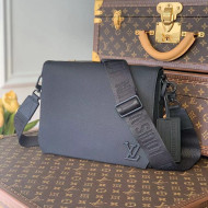 Louis Vuitton Aerogram LV Messenger Bag in Black Grained Calfskin M57080 2021