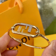 Fendi Crystal FF Logo Bracelet Gold 2021 85