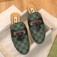 Gucci GG Multicolor Canvas Slipper with Tassels Green 2021