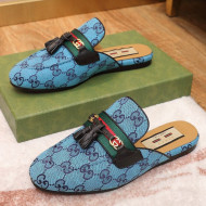 Gucci GG Multicolor Canvas Slipper with Tassels Blue 2021