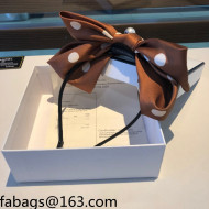 Chanel Silk Dotted Bow Heaband Brown 2021